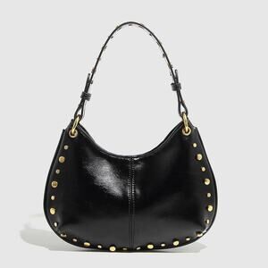 Retro Studded Chain Strap Shoulder Bag Black
